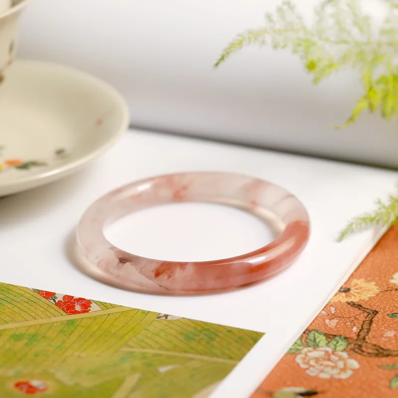 Artisan Lock Heart Jade Chalcedony Jade Bangles Women's-4