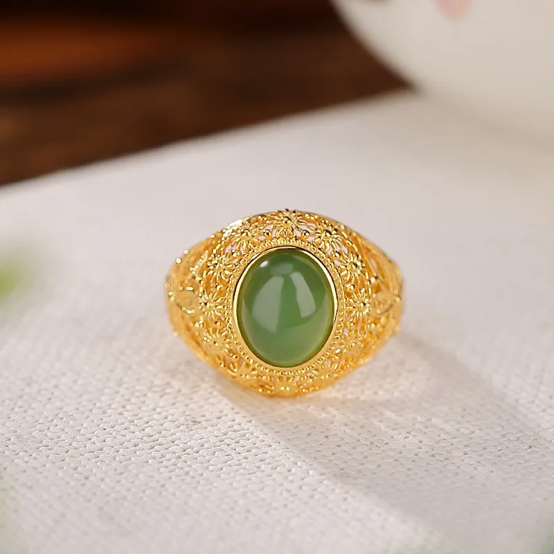Artisan Lock Heart Jade Hetian Jade Rings Unisex Jasper-1