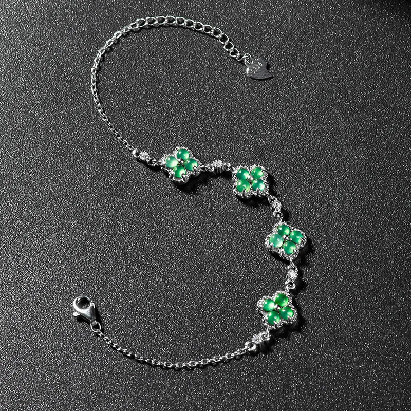 Artisan Lock Heart Jade Ice Type Bracelets Women's-4