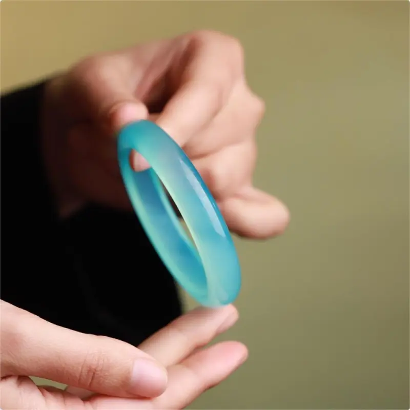 Artisan Lock Heart Jade Chalcedony Jade Bangles Women's-2