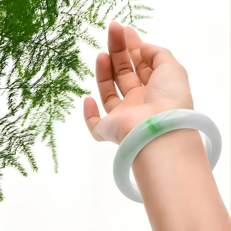 Artisan Lock Heart Jade Bean Type Bangles Women's-1