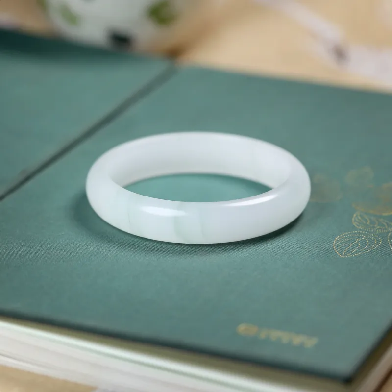 Artisan Lock Heart Jade Natural Tianshan Jade Bangles Unisex-3