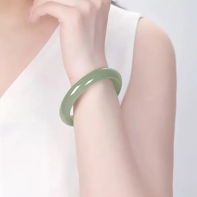 Artisan Lock Heart Jade Hetian Jade Bangles Green Jade Women's-3