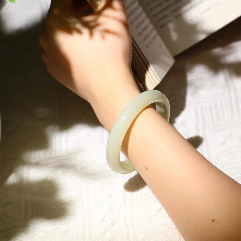 Artisan Lock Heart Jade Bangles Green Jade Women's-1