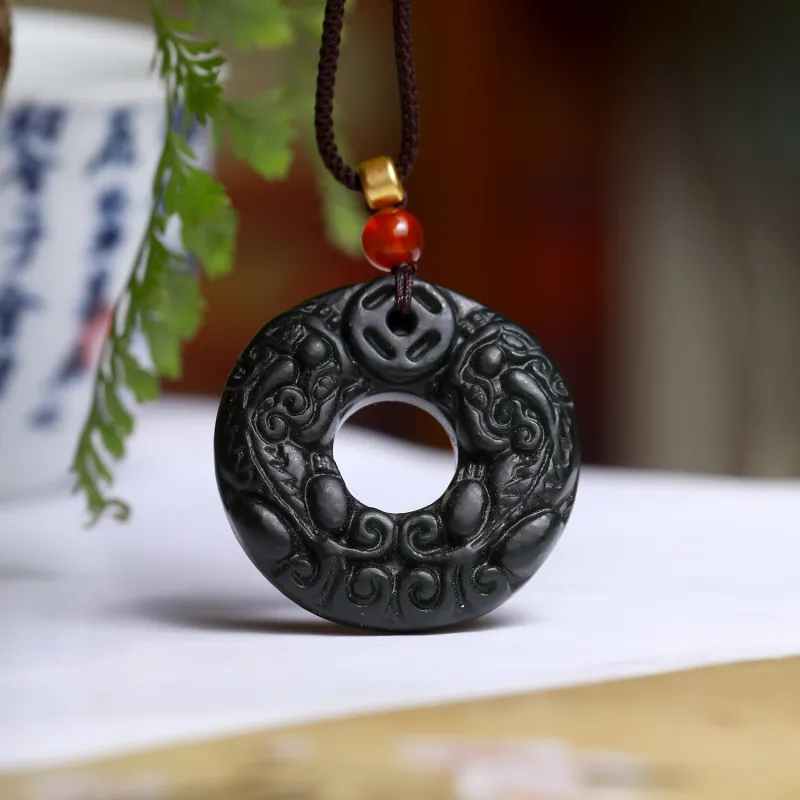Artisan Lock Heart Jade Hetian Jade Necklaces Green Jade Unisex-3