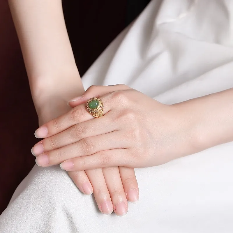 Artisan Lock Heart Jade Hetian Jade Rings Unisex Jasper-2