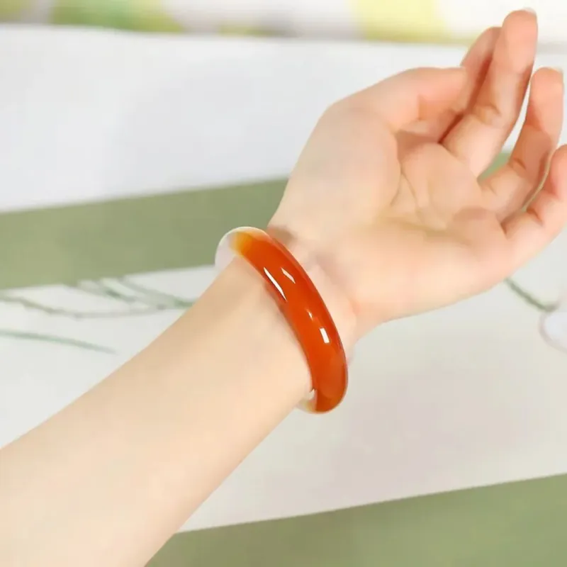 Artisan Lock Heart Jade Natural Chalcedony Bangles Unisex-2