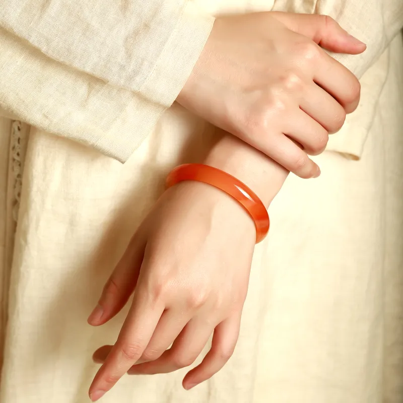 Artisan Lock Heart Jade Chalcedony Bangles Women's-2