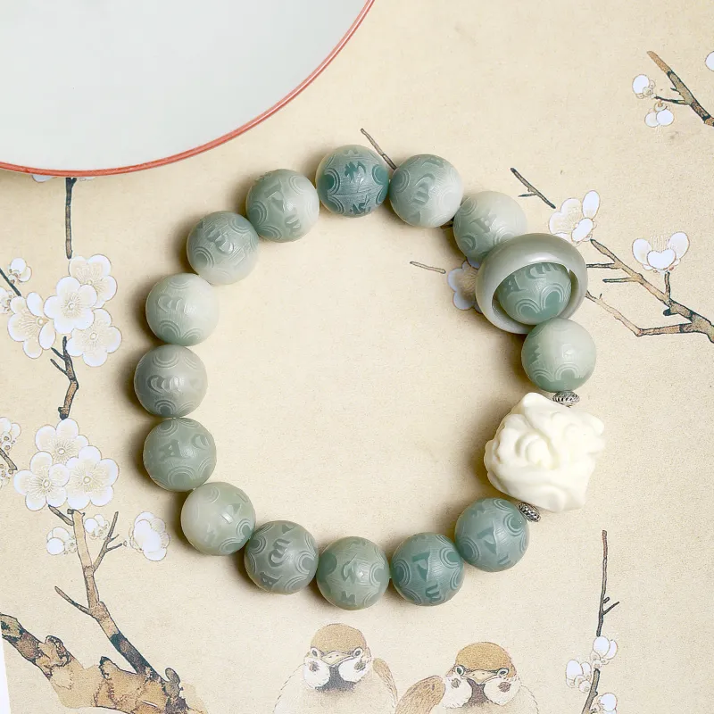 Artisan Lock Heart Jade Bodhi Root Bracelets Unisex-3