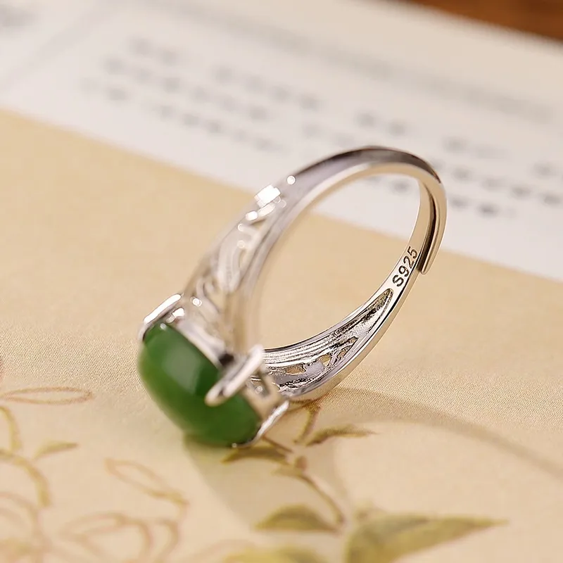 Artisan lock heart jade Hetian Jade Rings Unisex-6