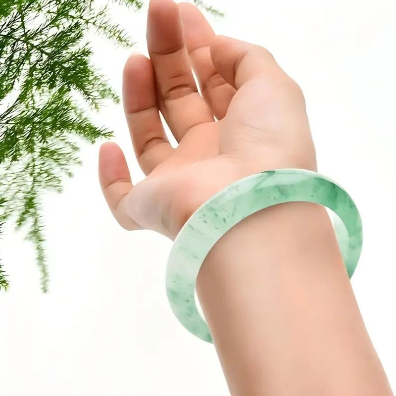 Artisan Lock Heart Jade African Emerald Bangles Women's-1