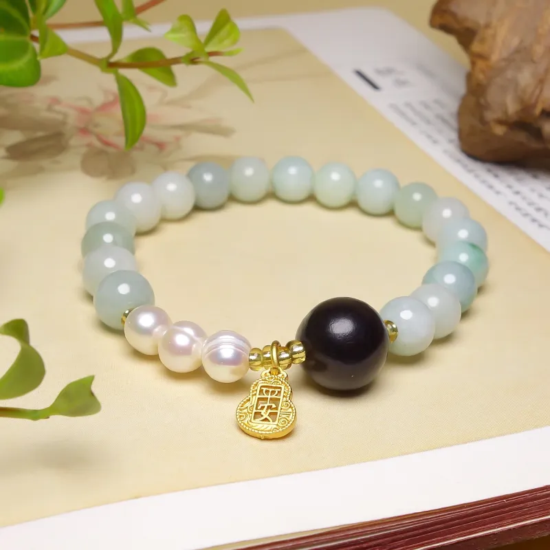 Artisan Lock Heart Jade Bean Type Jadeite Bracelets Women's-4