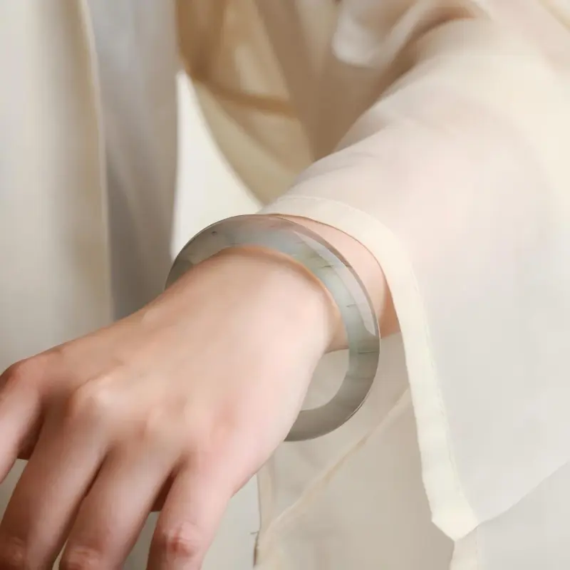 Artisan Lock Heart Jade Tianshan Jade Bangles Women's-2
