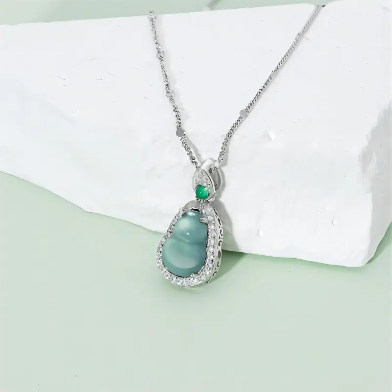 Artisan Lock Heart Jade Glutinous Jade Necklaces Women's-9