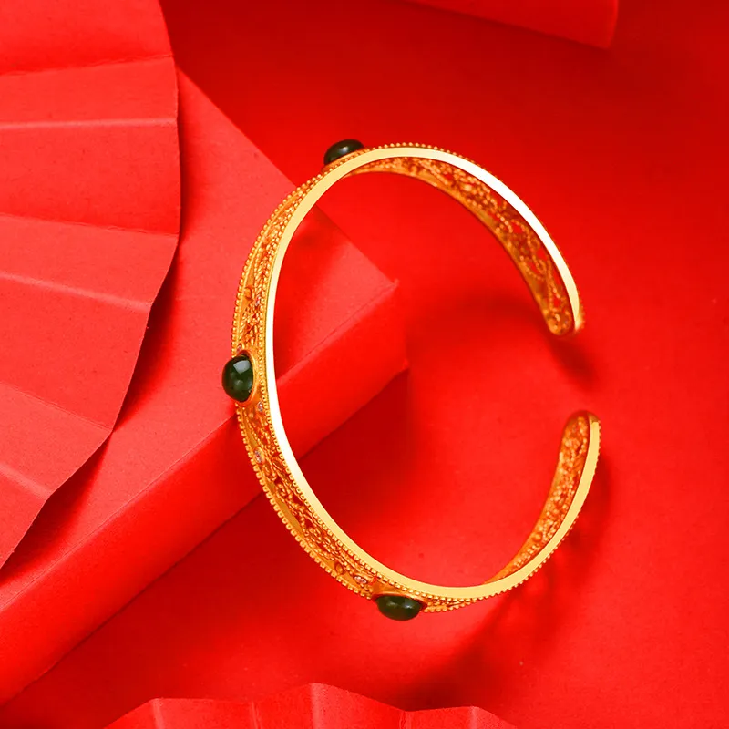 Artisan Lock Heart Jade Hetian Jade 925 Sterling Silver Hetian Jade Bangles Women's Jasper-46