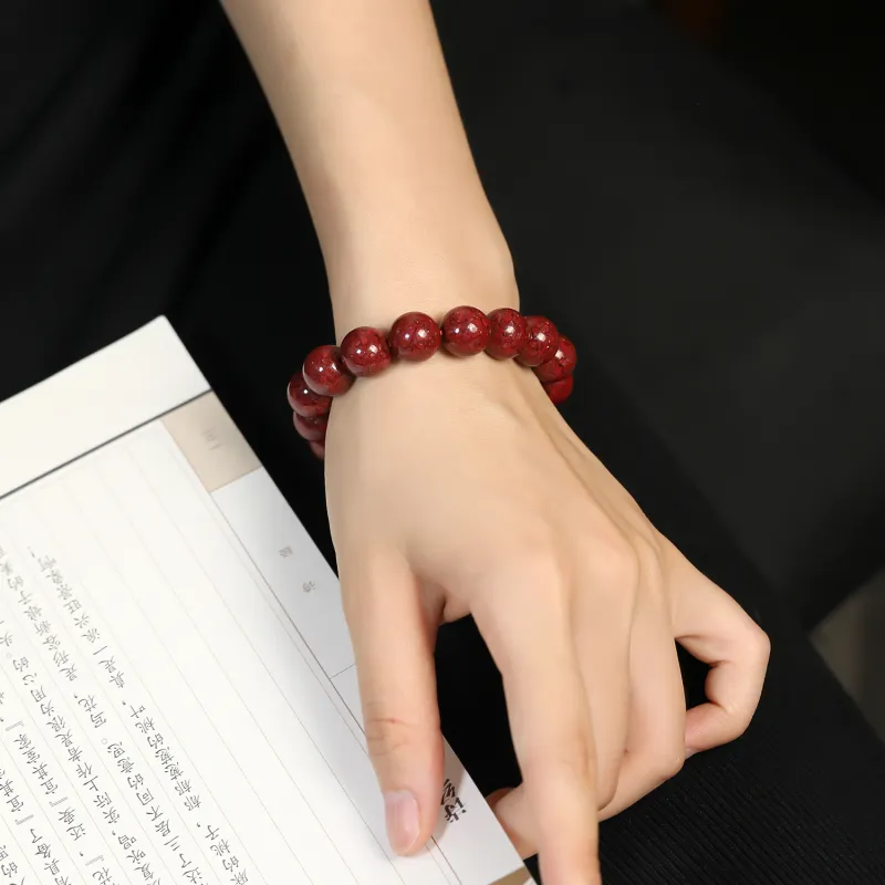 Artisan Lock Heart Jade Reconstructed Cinnabar Jade Bracelets Unisex-3