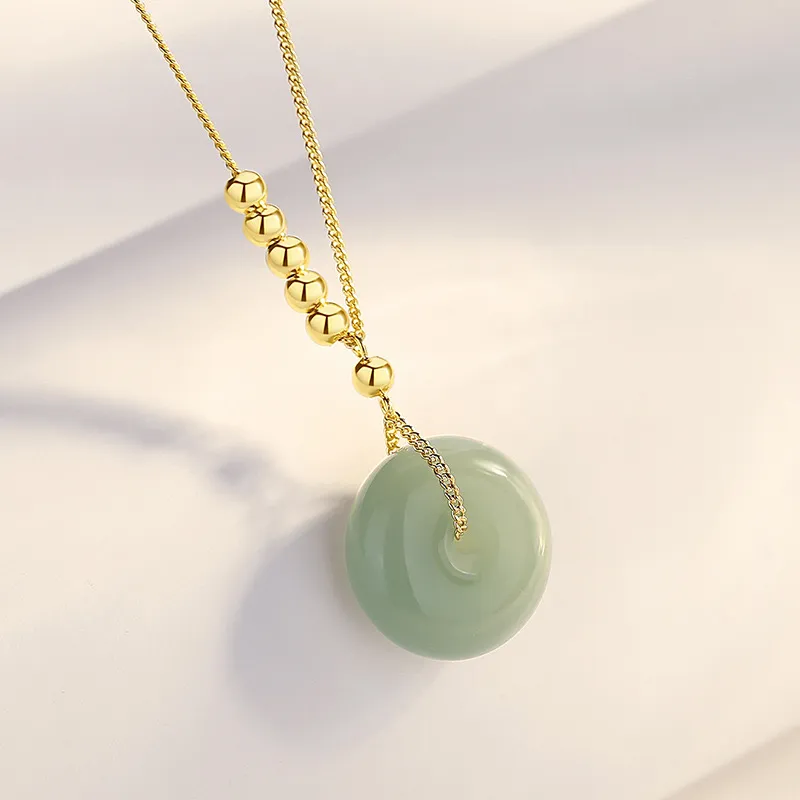 Artisan Lock Heart Jade Chalcedony Jade Necklaces Unisex-6