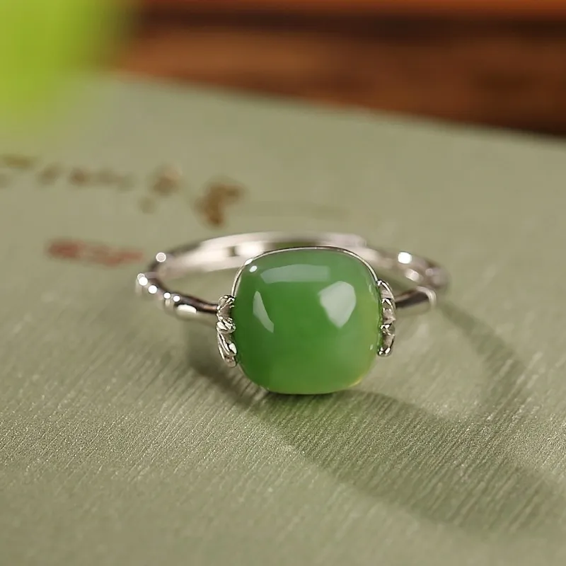 Artisan Lock Heart Jade Rings Jasper Unisex-3
