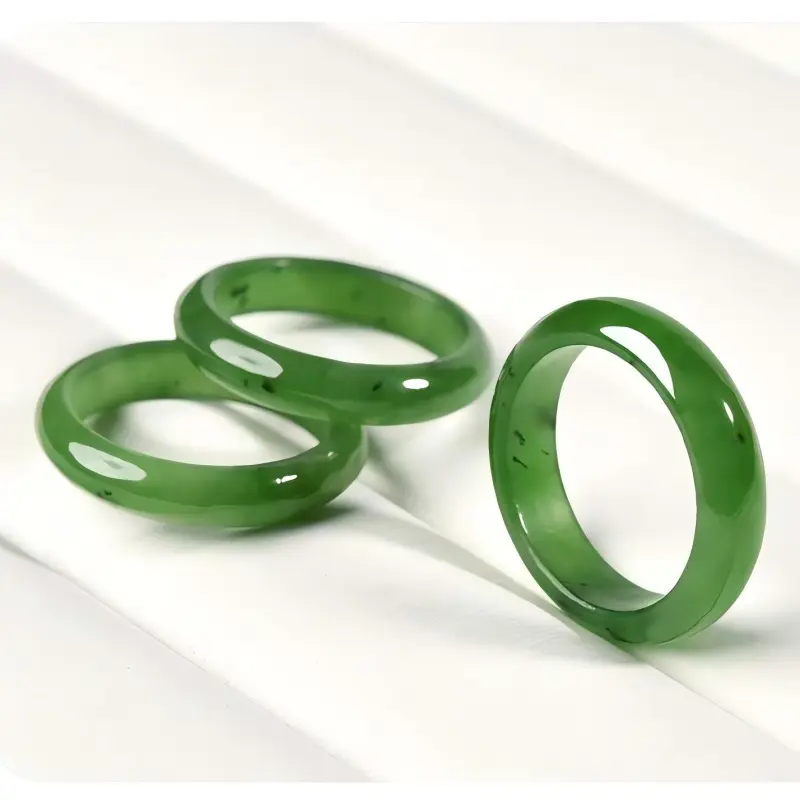 Artisan Lock Heart Jade Hetian Jade Rings Jasper Unisex-4
