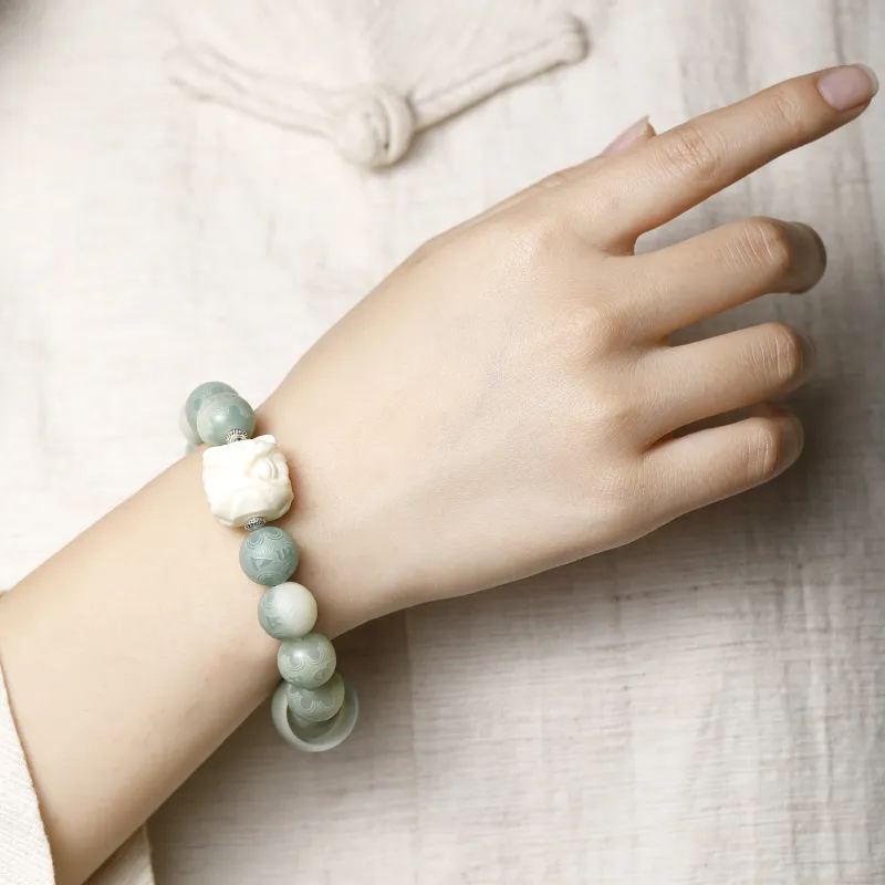 Artisan Lock Heart Jade Bodhi Root Bracelets Unisex-2