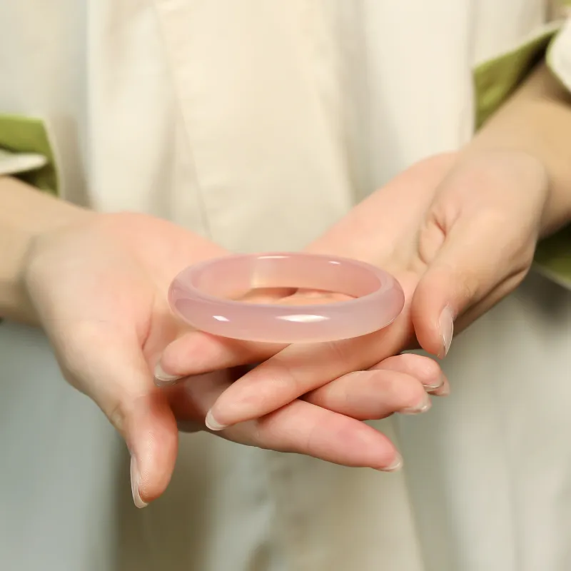 Artisan Lock Heart Jade Chalcedony Jade Bangles Women's Chalcedony-1