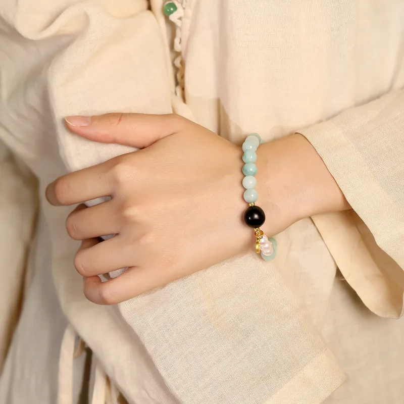 Artisan Lock Heart Jade Bean Type Jadeite Bracelets Women's-1