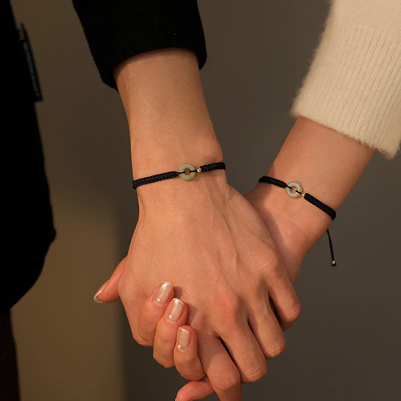 Artisan Lock Heart Jade Bean Type Jadeite Bracelets Unisex-1