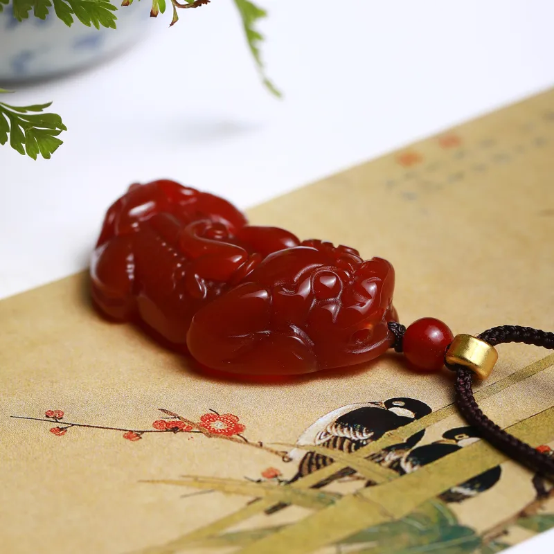 Artisan Lock Heart Jade Agate Necklaces Unisex-5
