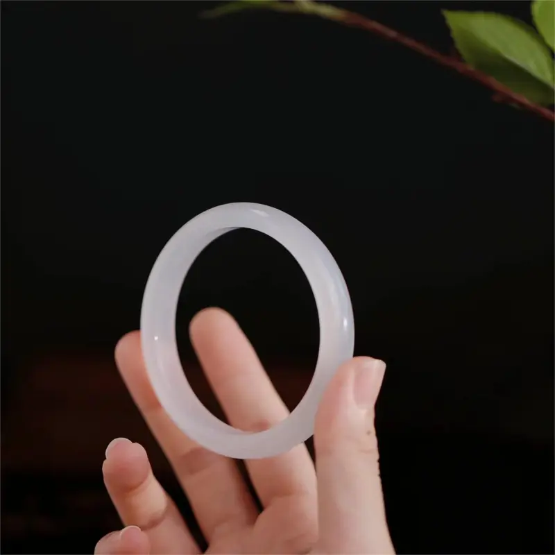 Artisan Lock Heart Jade Chalcedony Bangles Women's-4
