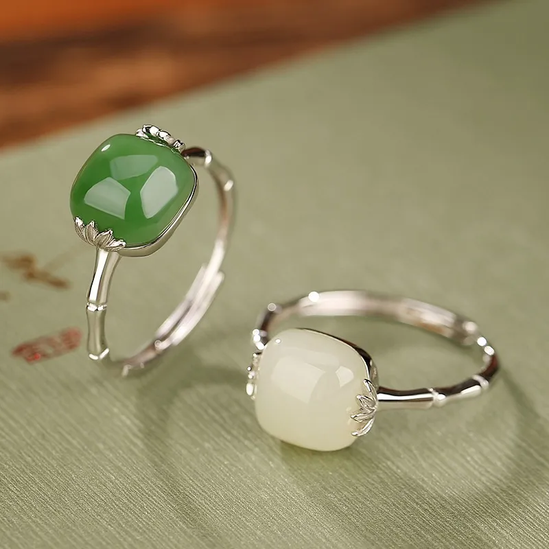 Artisan Lock Heart Jade Rings Jasper Unisex-12