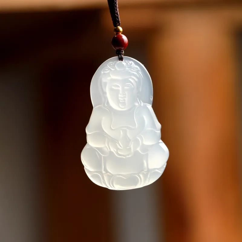 Artisan Lock Heart Jade Chalcedony Jade Necklaces Women's Reconstructed Cinnabar-4
