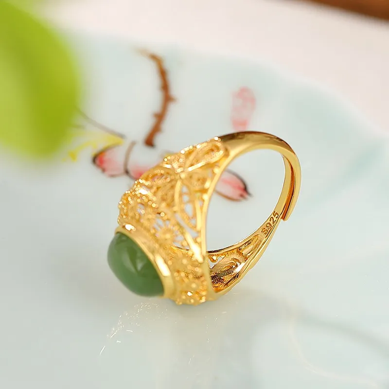 Artisan Lock Heart Jade Hetian Jade Rings Unisex Jasper-5