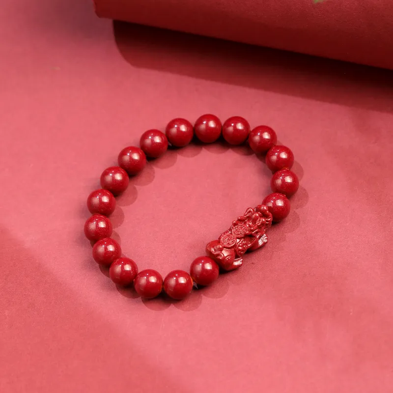 Artisan Lock Heart Jade Reconstructed Cinnabar Jade Bracelets Unisex-2