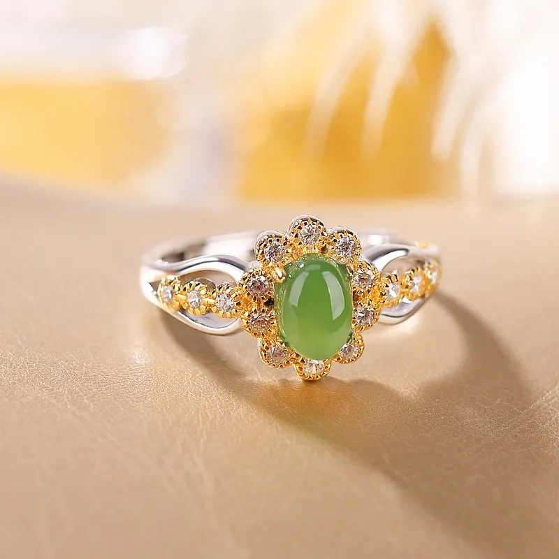 Artisan lock heart jade Hetian Jade Rings Unisex-3