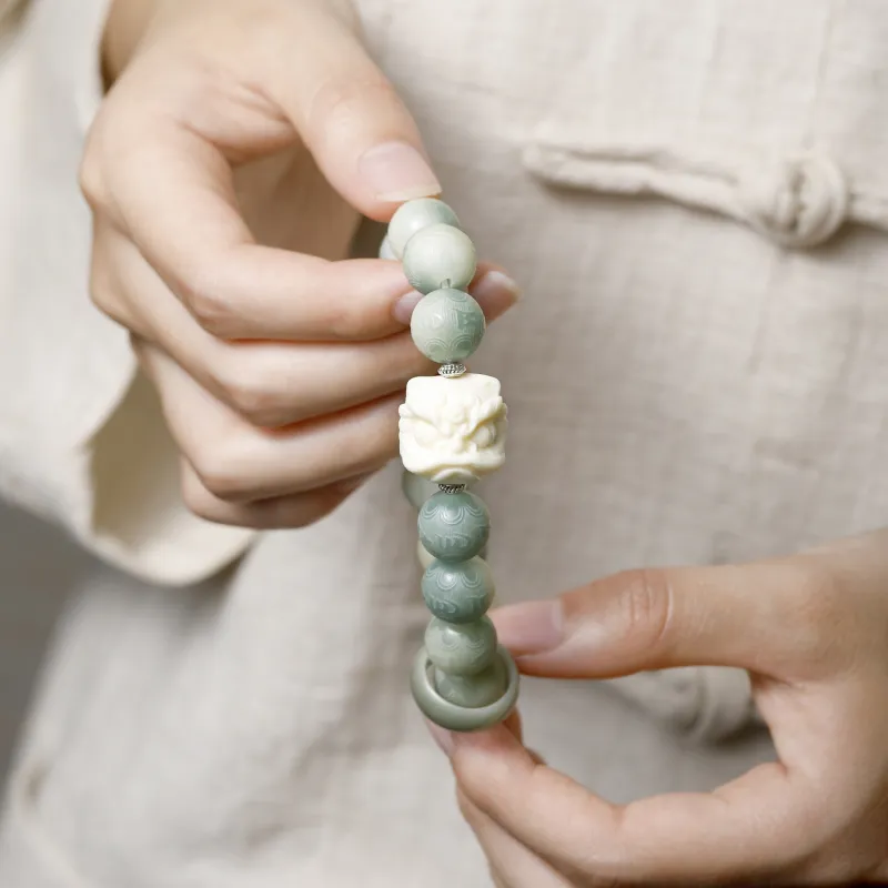 Artisan Lock Heart Jade Bodhi Root Bracelets Unisex-1