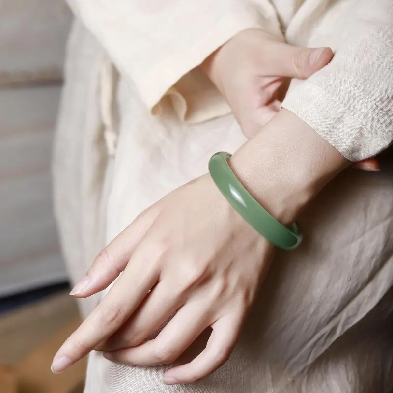 Artisan Lock Heart Jade Aventurine Bangles Women's-5