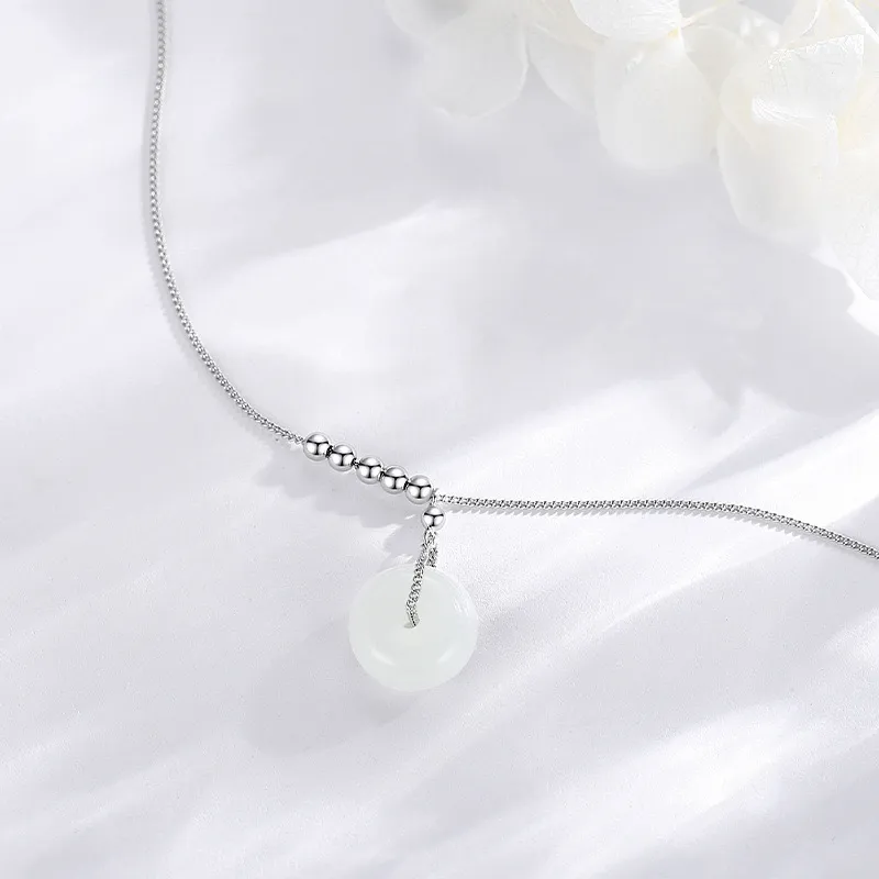 Artisan Lock Heart Jade Chalcedony Jade Necklaces Unisex-4