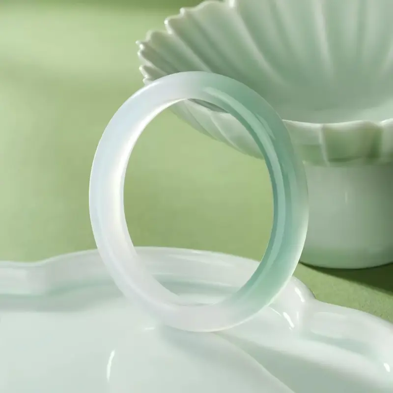 Artisan Lock Heart Jade Natural Chalcedony Bangles Unisex-2