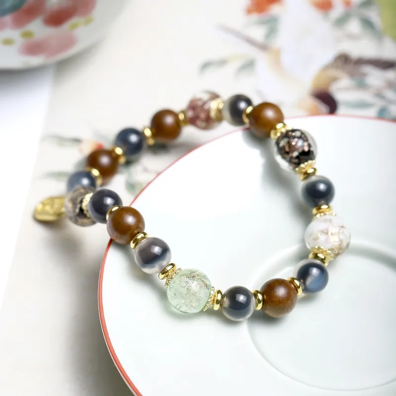 Artisan Lock Heart Jade Agate Bracelets Unisex-5
