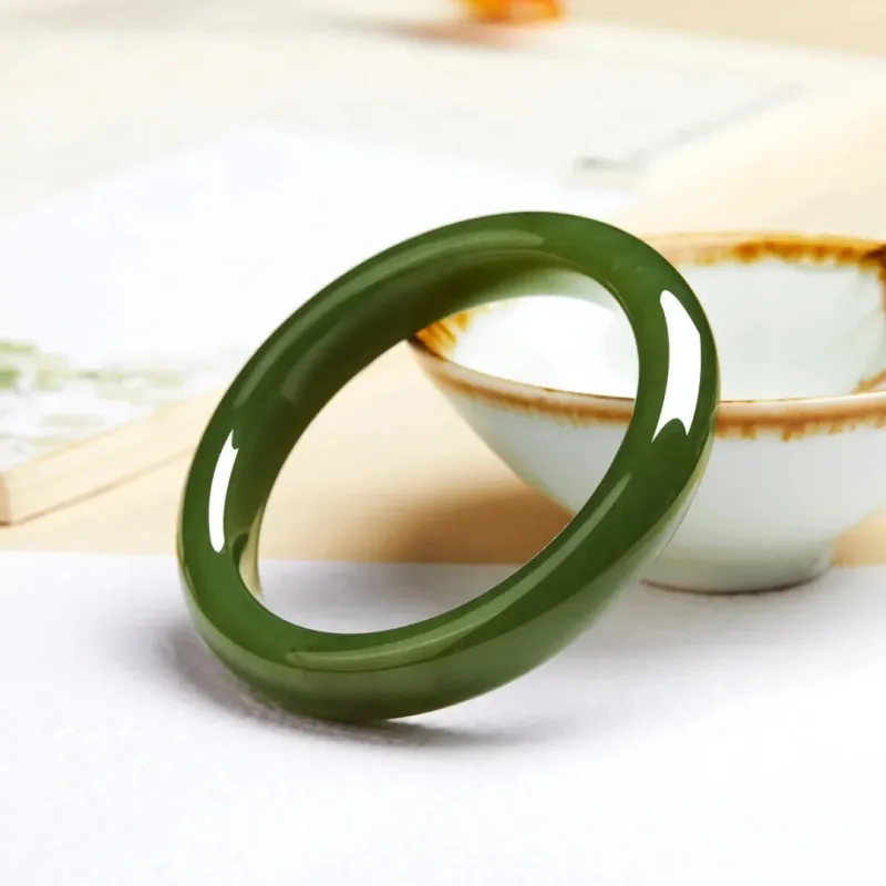 Artisan Lock Heart Jade Bangles Green Jade Unisex-4