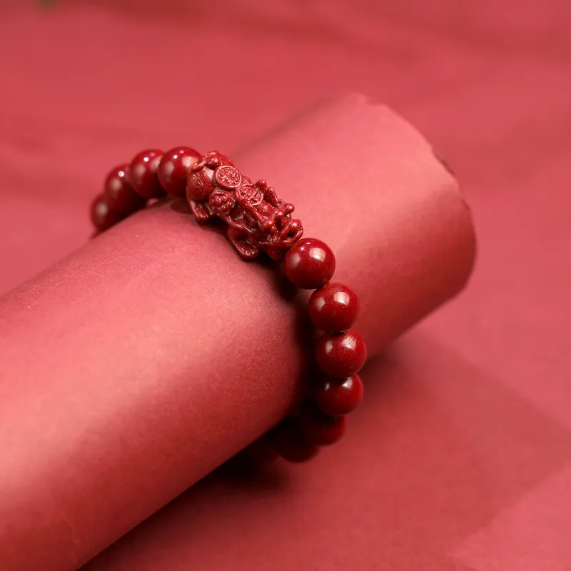 Artisan Lock Heart Jade Reconstructed Cinnabar Jade Bracelets Unisex-4