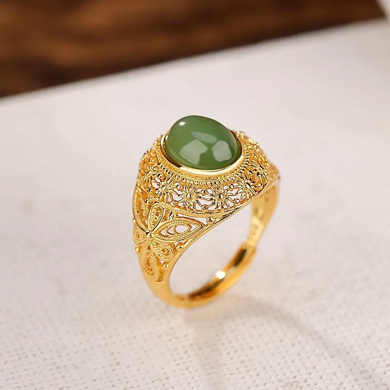Artisan Lock Heart Jade Hetian Jade Rings Unisex Jasper-4