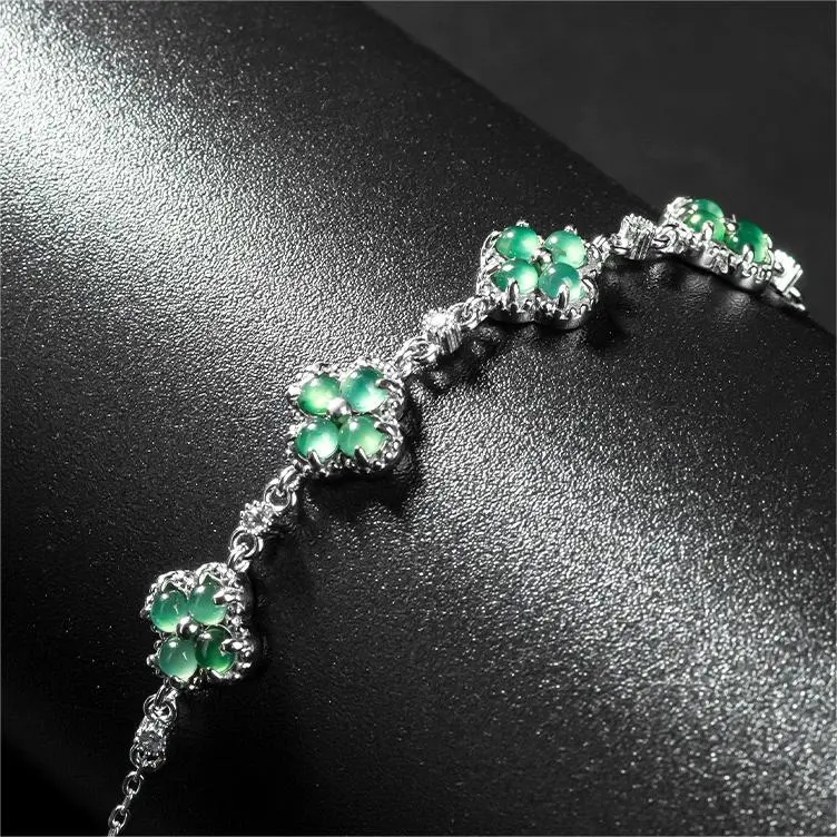 Artisan Lock Heart Jade Ice Type Bracelets Women's-2
