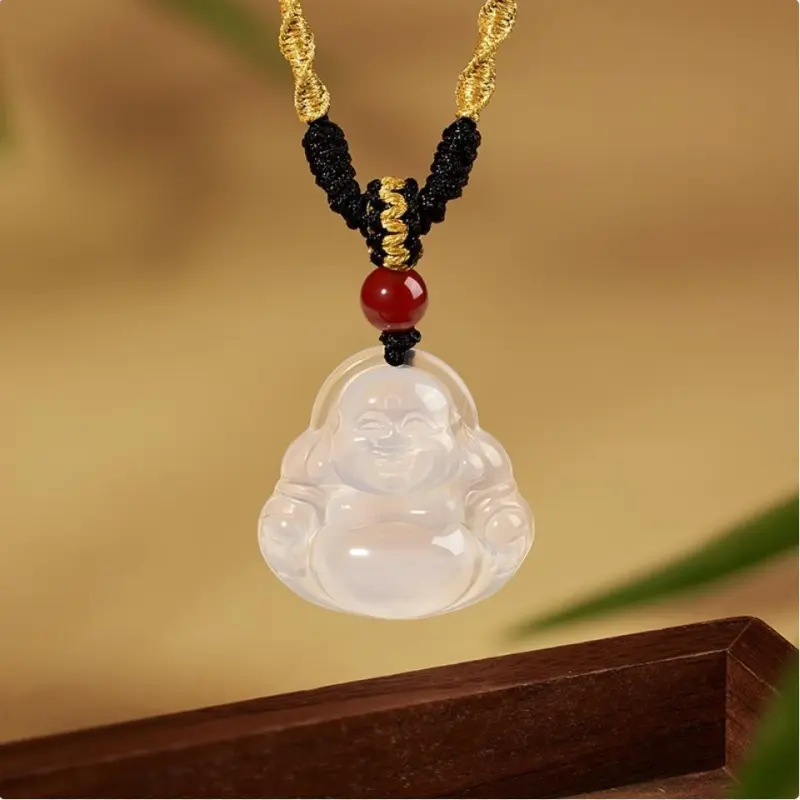 Artisan Lock Heart Jade Chalcedony Necklaces Unisex-2