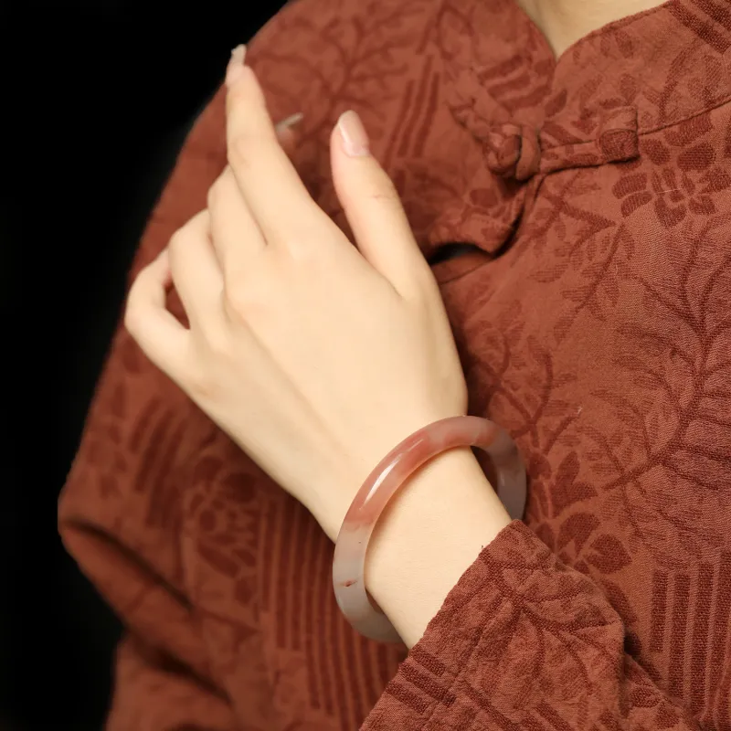 Artisan Lock Heart Jade Chalcedony Jade Bangles Women's-2