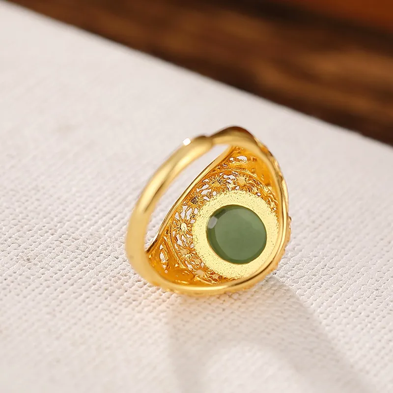 Artisan Lock Heart Jade Hetian Jade Rings Unisex Jasper-6