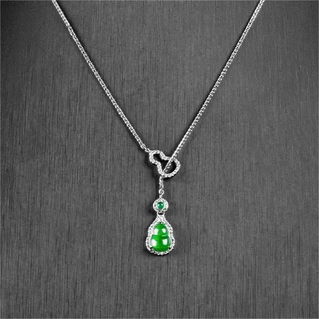 Artisan Lock Heart Jade Glutinous Jade Necklaces Women's-4