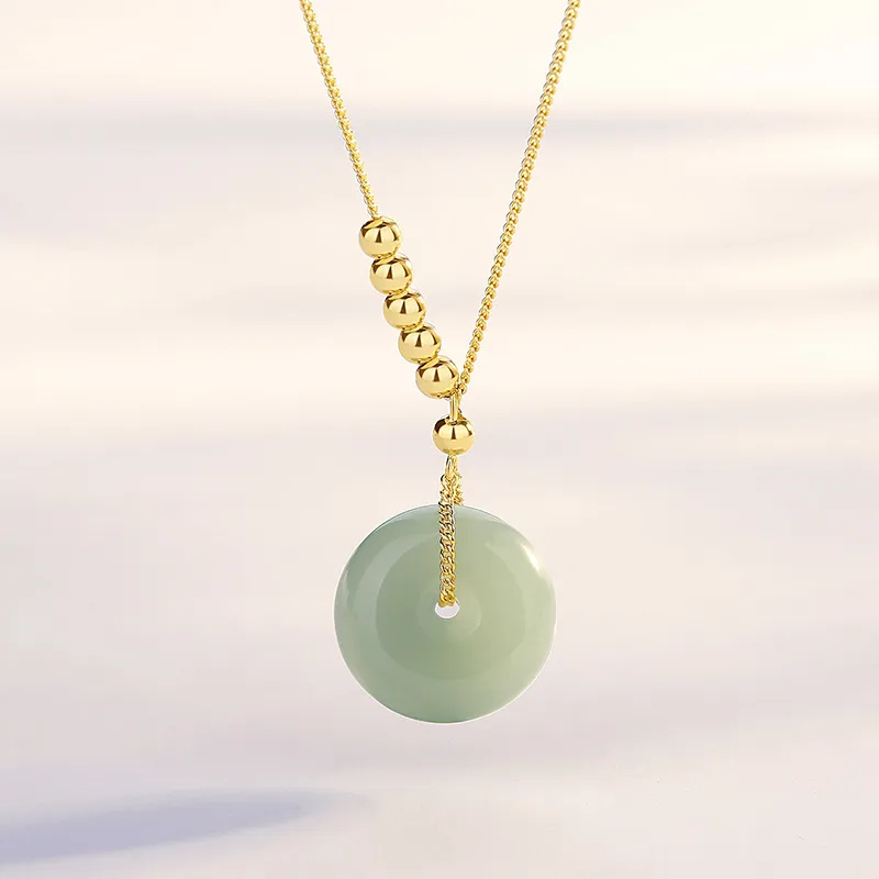 Artisan Lock Heart Jade Chalcedony Jade Necklaces Unisex-9