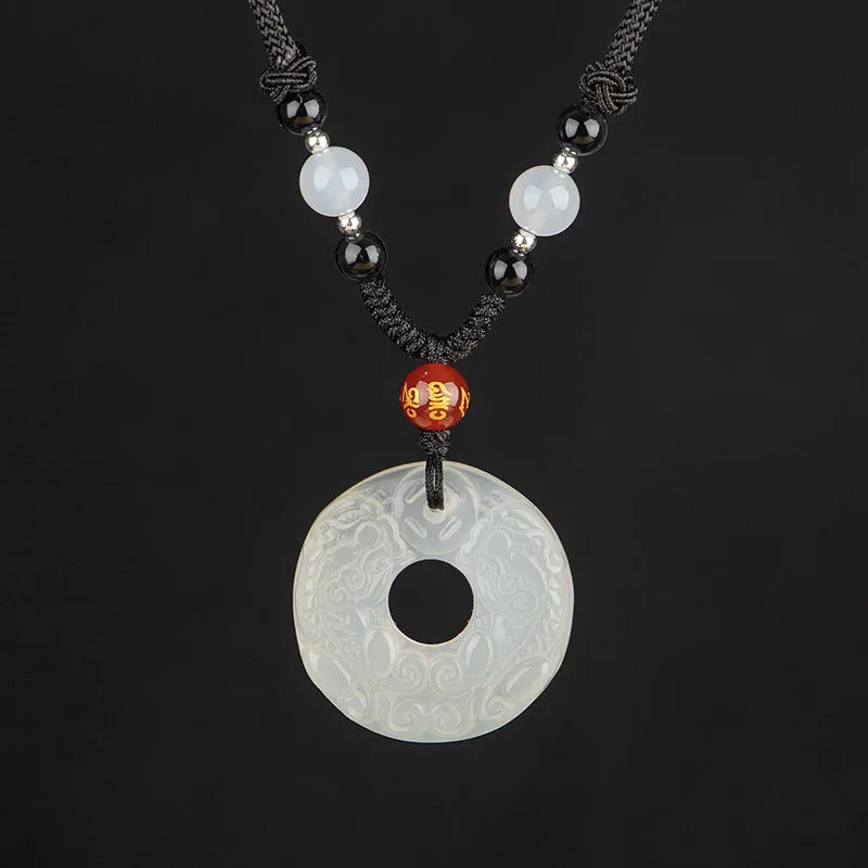 Artisan Lock Heart Jade Agate Necklaces Unisex-3
