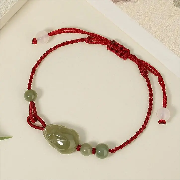 Artisan Lock Heart Jade Hetian Jade Bracelets Women's Green Jade-1